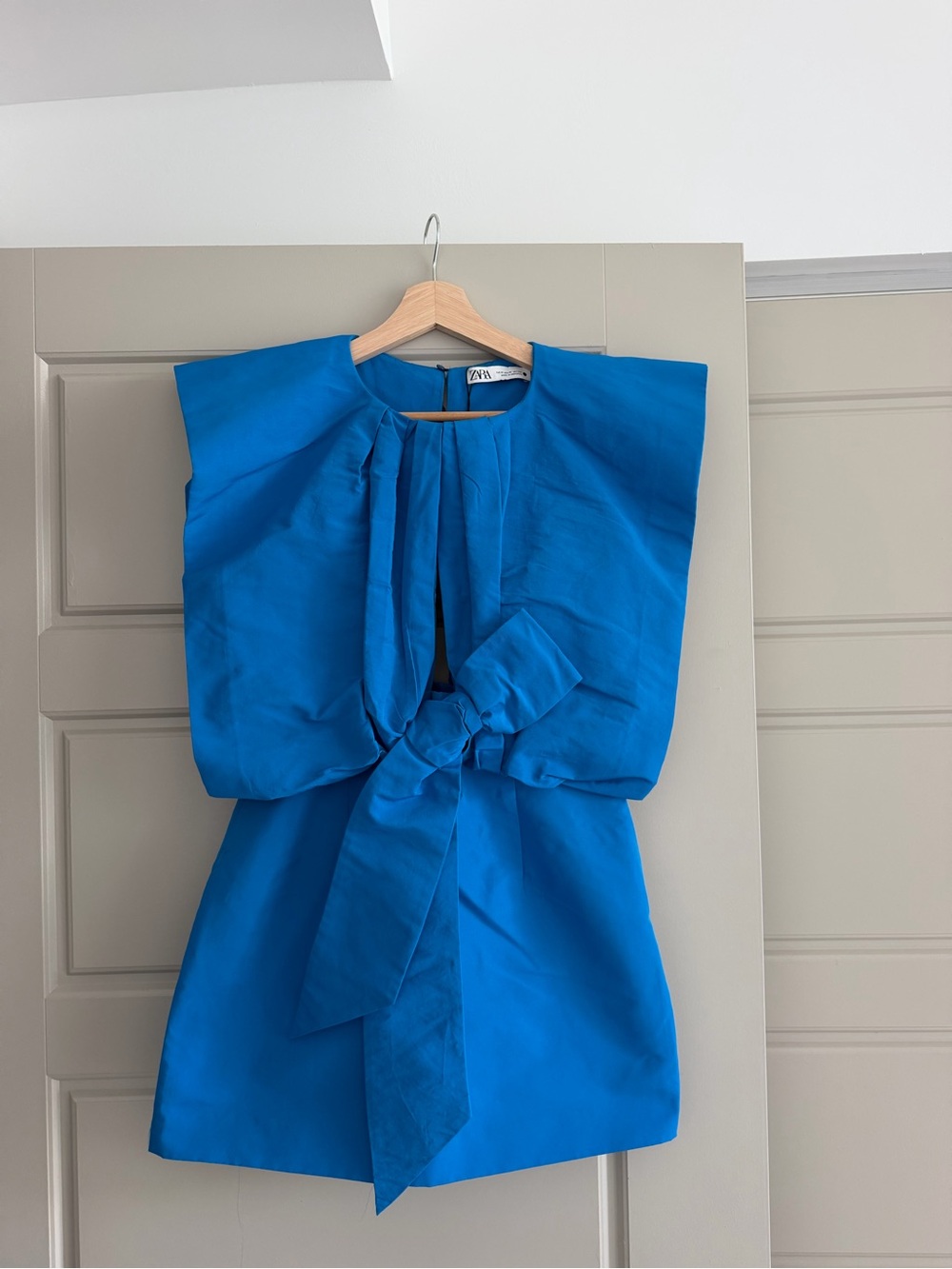 Zara Cobalt Blue Tie-Waist Mini Dress